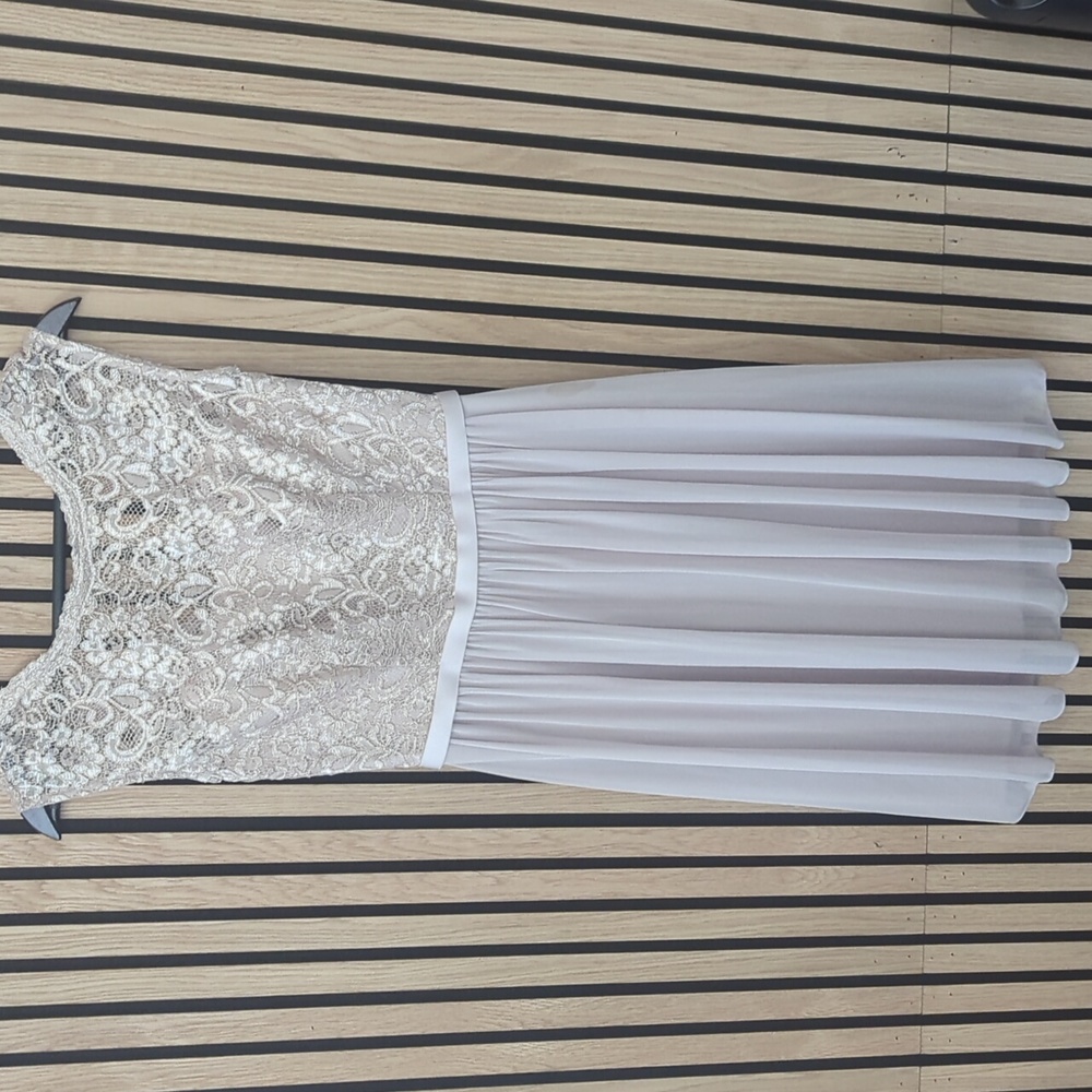 David's Bridal Champagne Bridesmaid Dress & Size 4
